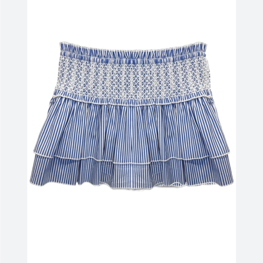 Katie J NYC Blue Skort with Smocked Waist and Ruffled Hem